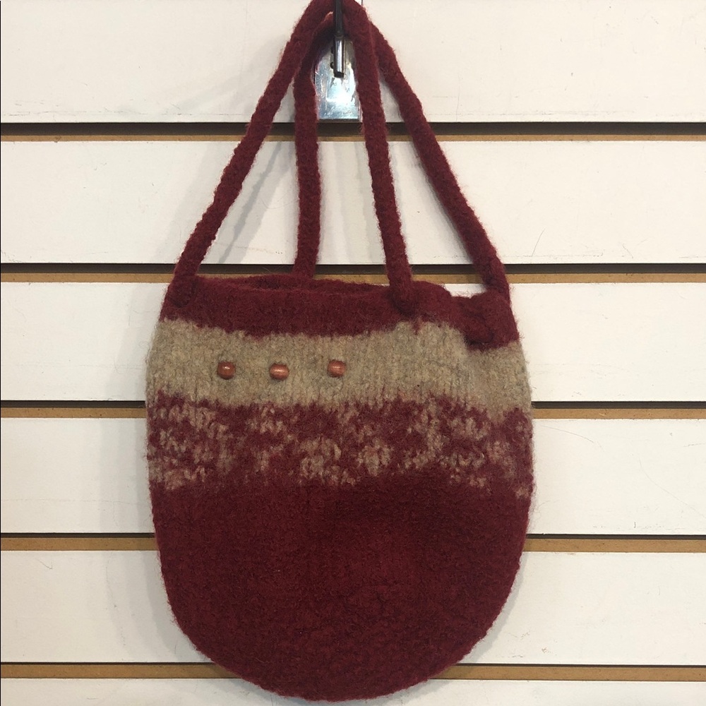 Stunning Felted Red and Tan Women's Bag